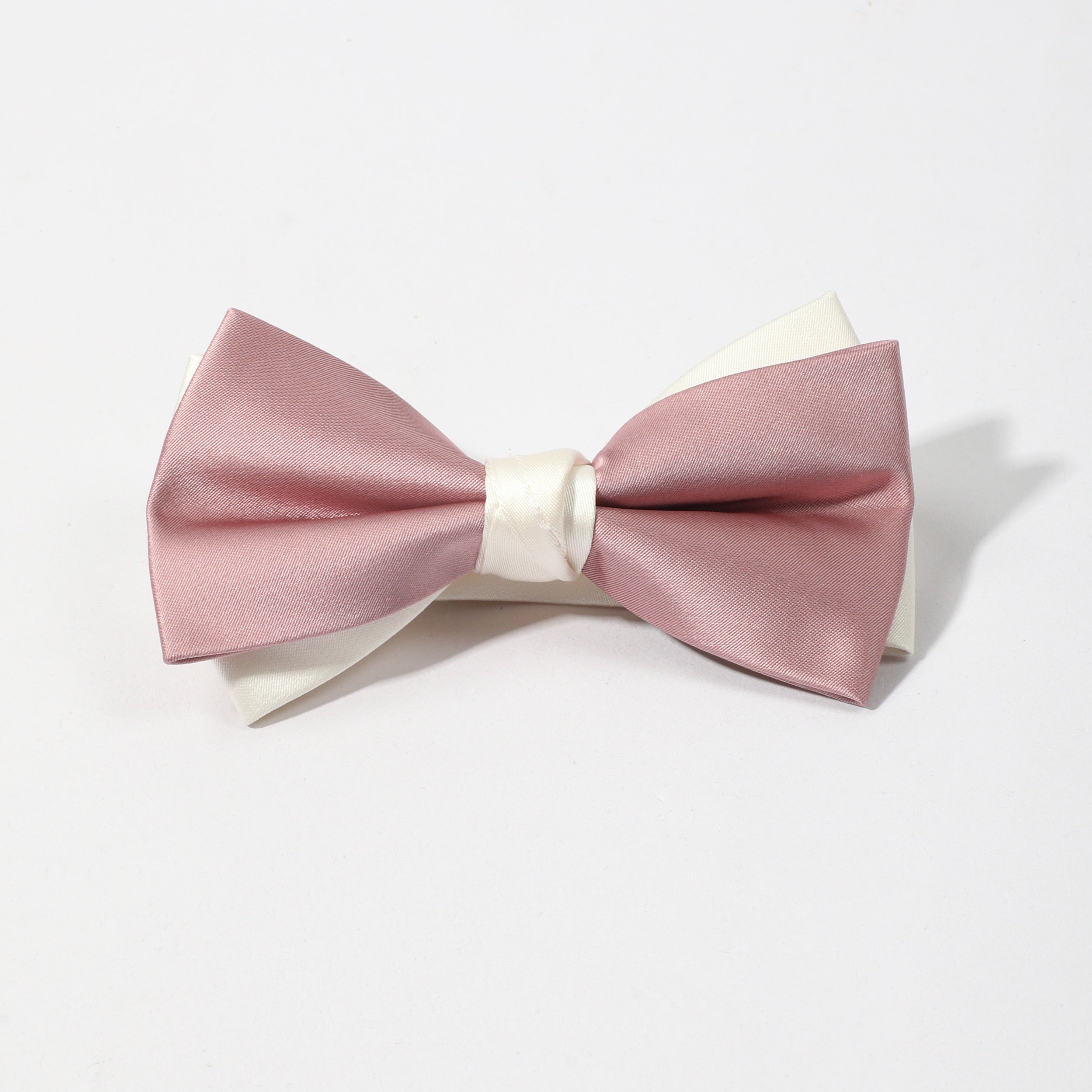 Double Layer Pink Bow Tie Necktie Classic Pre-Tied Shirt Tie for Women