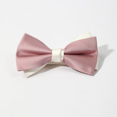 Double Layer Pink Bow Tie Necktie Classic Pre-Tied Shirt Tie for Women