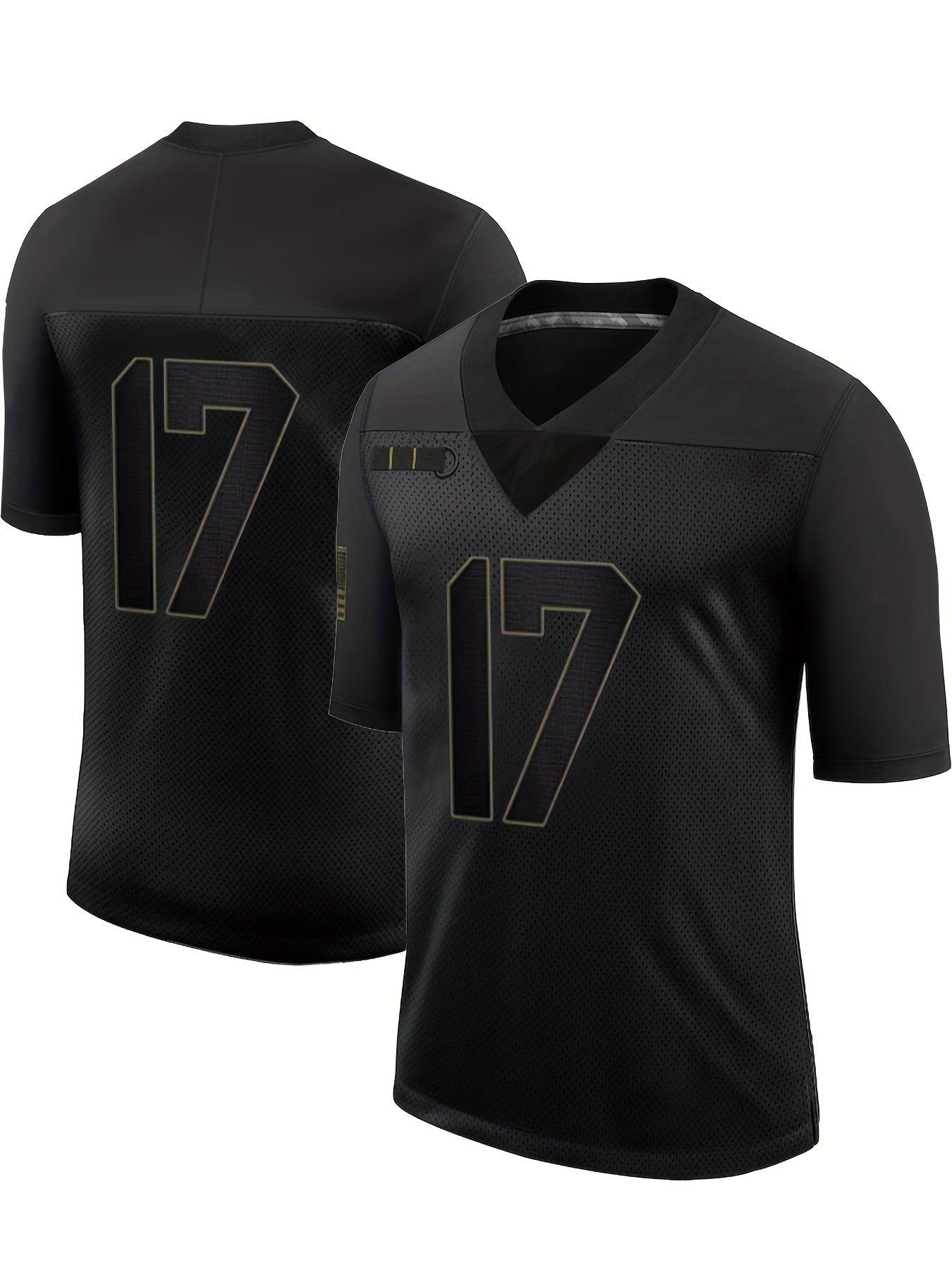 Men's Breathable Rugby Jersey Active Embroidered V Neck Short Sleeve Uniform