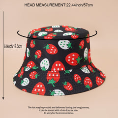 Graffiti Strawberry Hat Stylish Summer Sunshade Sunscreen Fisherman Hat