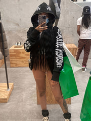 Y2K Style Sports Hoodie Jacket Zip Up Women's Sweatshirt