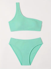 Girls One Shoulder Bikini Tankini Set Kids Summer Beach Bathing Suits