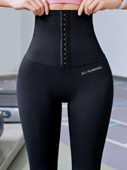 Solid Yoga Leggings High Waist Slimming Sports Pants Women's Activewear