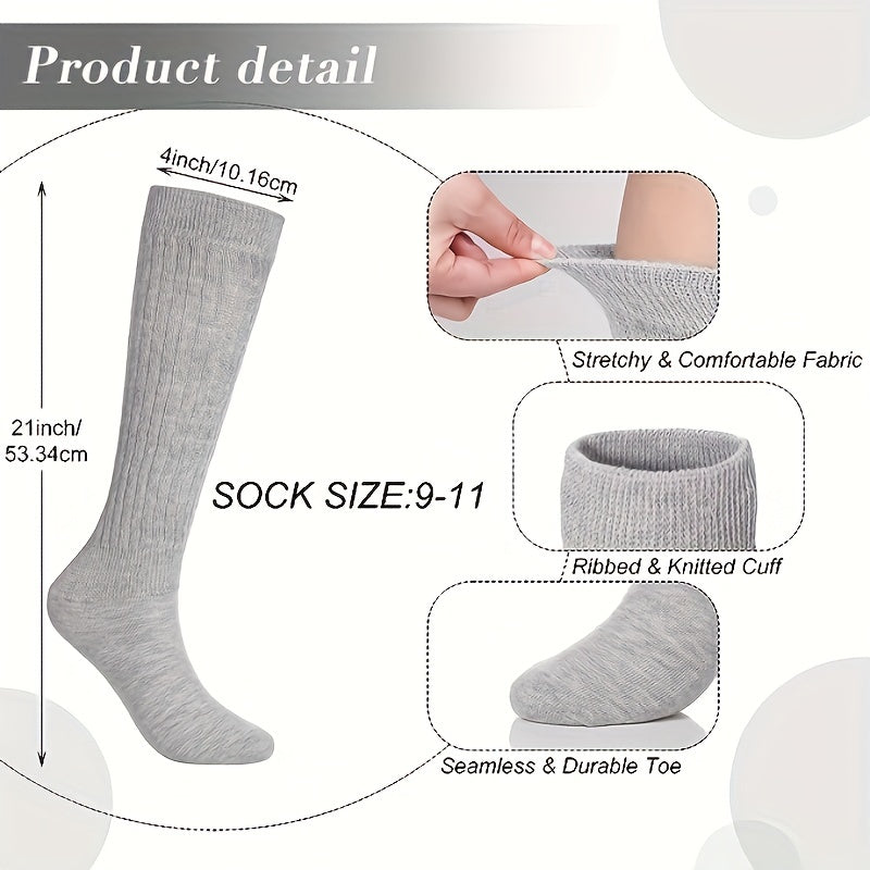 3 Pairs Slouch Socks Women Men Knee High Scrunch Winter Socks