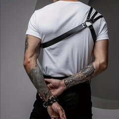 Men's Leather Shoulder Strap PU Leather Suspenders