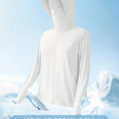 Hoodie Ponytail Hole Zip Up Long Sleeve Sun Protection Clothing
