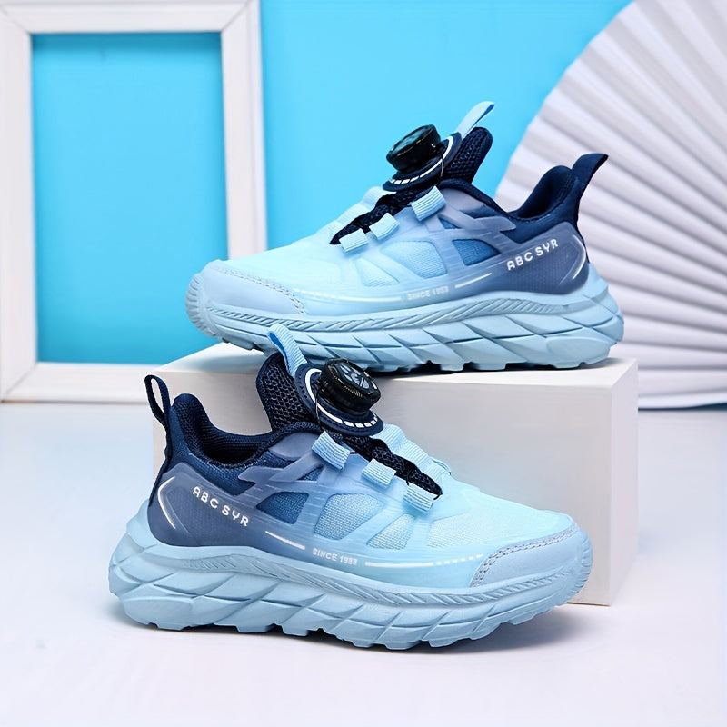 Boys' Low Top Sneakers with Rotating Button Breathable Running Shoes