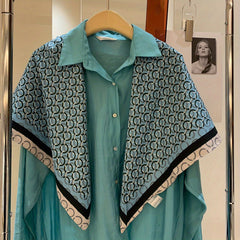 Twill Silk Square Scarf Circles Print Shawl