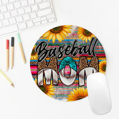 Baseball Mom Round Mouse Pad Non Slip Rubber Base Small Size 7.87x7.87x0.1 Inch
