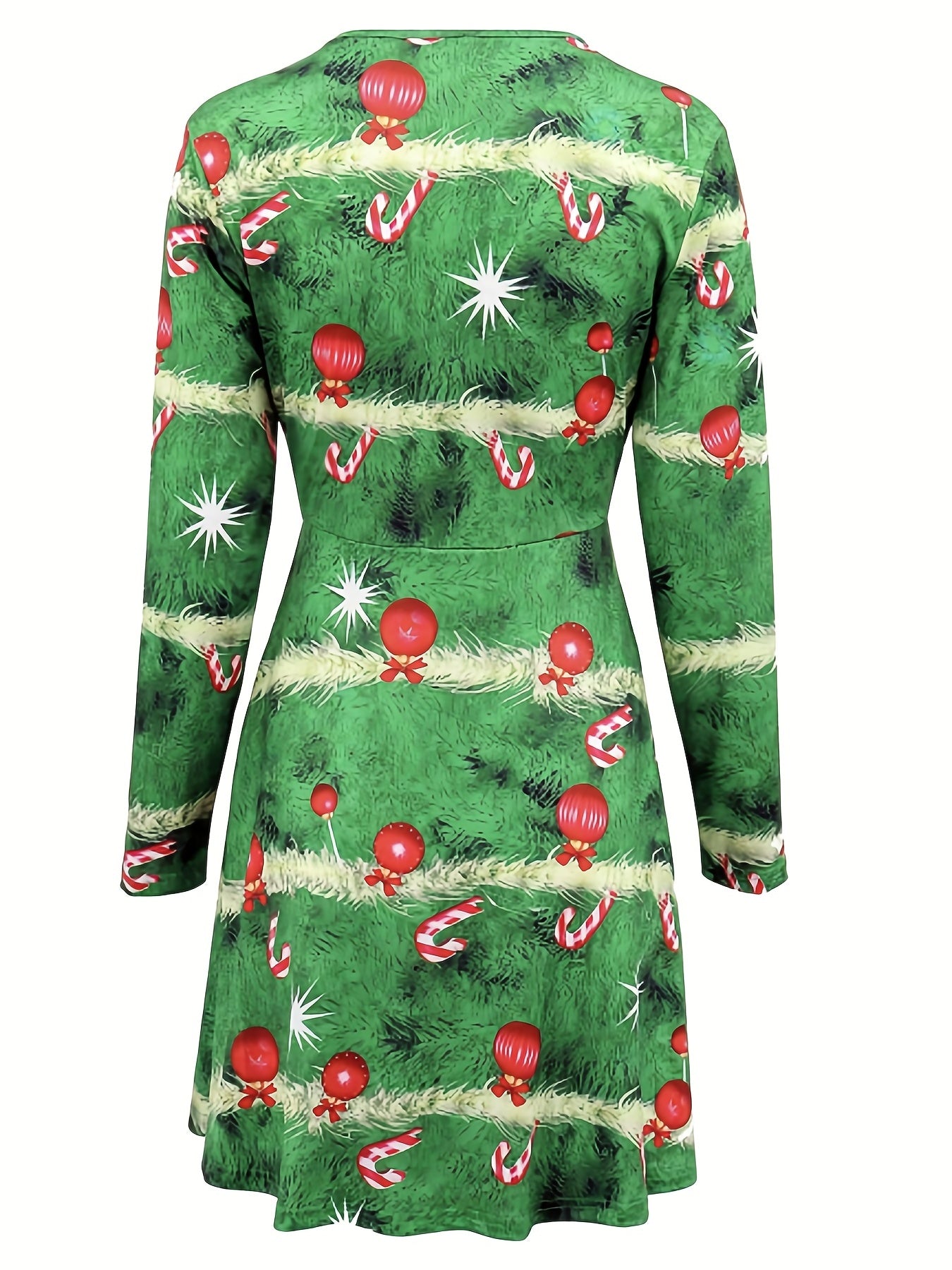 Women's Plus Christmas Tree Print A Line Dress