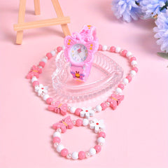 3pcs Butterfly Strap Girls' Cartoon Watch