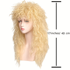 Men's 80s Style Long Curly Blonde Rocker Costume Wig