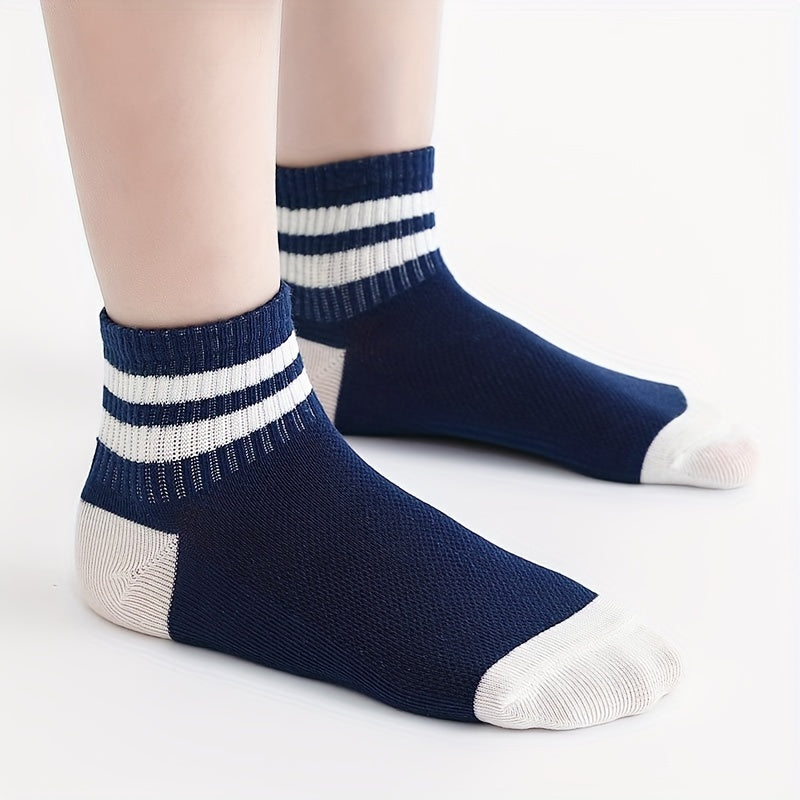 5pairs Baby Boys Girls Letters Boat Socks Thin Cotton Breathable Comfy Short Soc