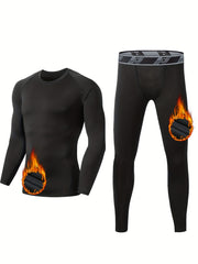 Men's Fleece Lined Thermal Underwear Set for Cold Weather