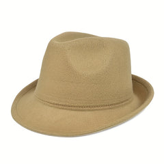 Vintage Trilby Fedora Cap Solid Felt Hat Classic Rolled Brim Jazz Hat