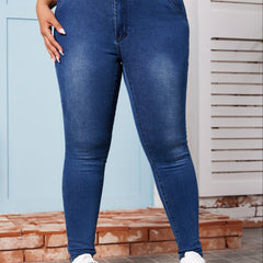 High Waisted Button Fly Stretchy Denim Pants