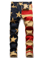 Mens Trousers Print Slight Elastic Slim Pants Mens Trousers