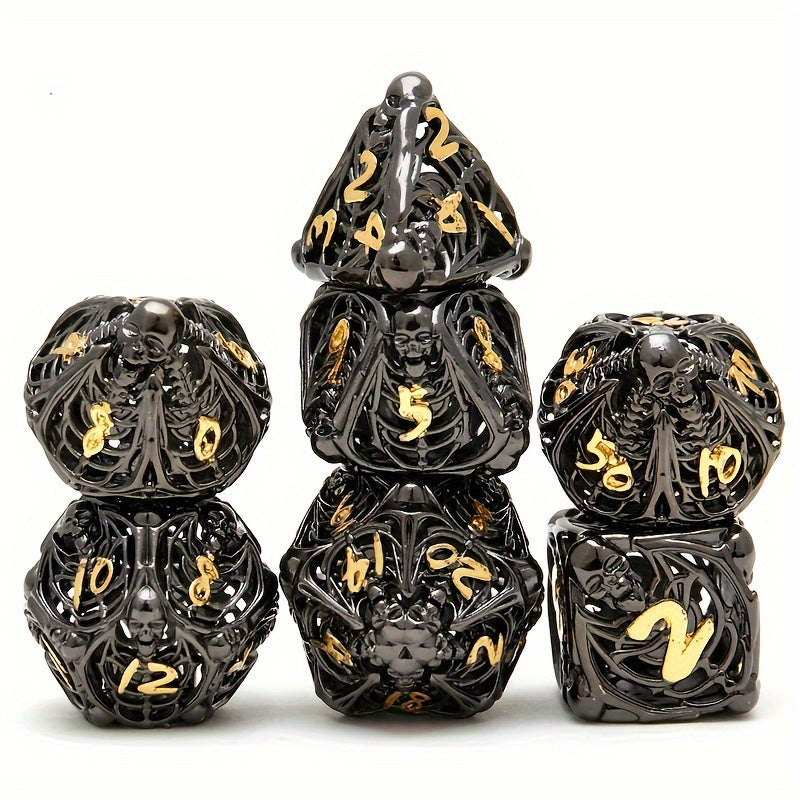 7pcs Hollow Metal Skull Dice Set for RPG Board Games