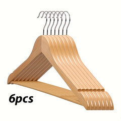 6pcs Slim Wooden Hangers 360u00b0 Rotating Hooks Solid Wood Shoulder G