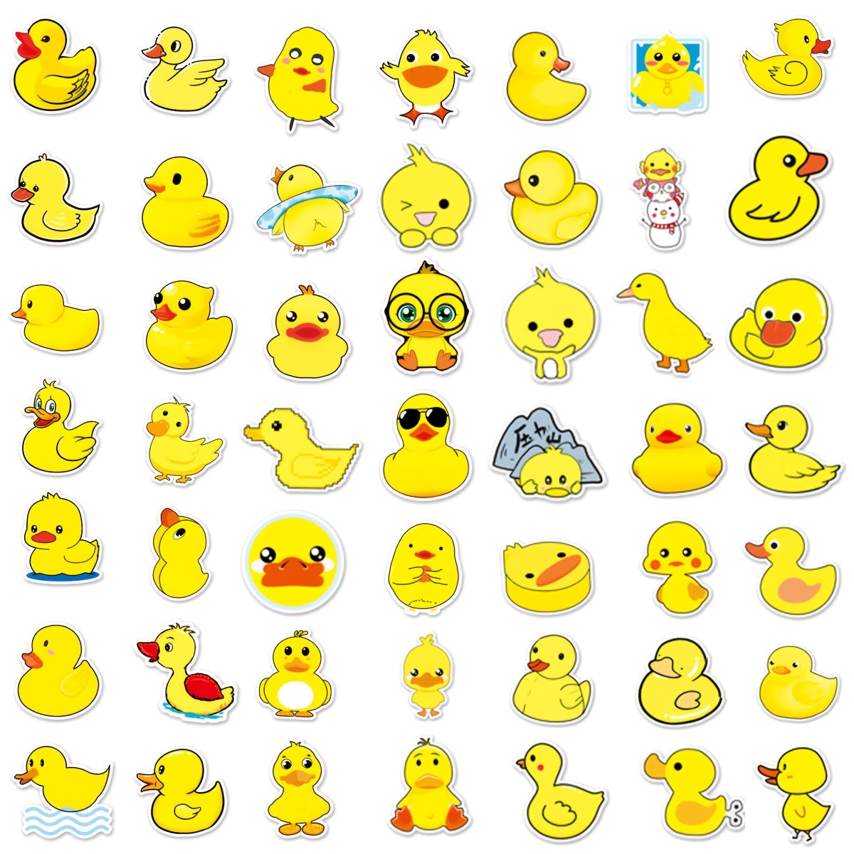 50pcs Little Yellow Duck Stickers for Laptop Water Bottle Scrapbooks