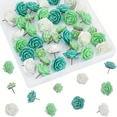 60pcs Gradient Rose Flower Push Pins for School Home Office
