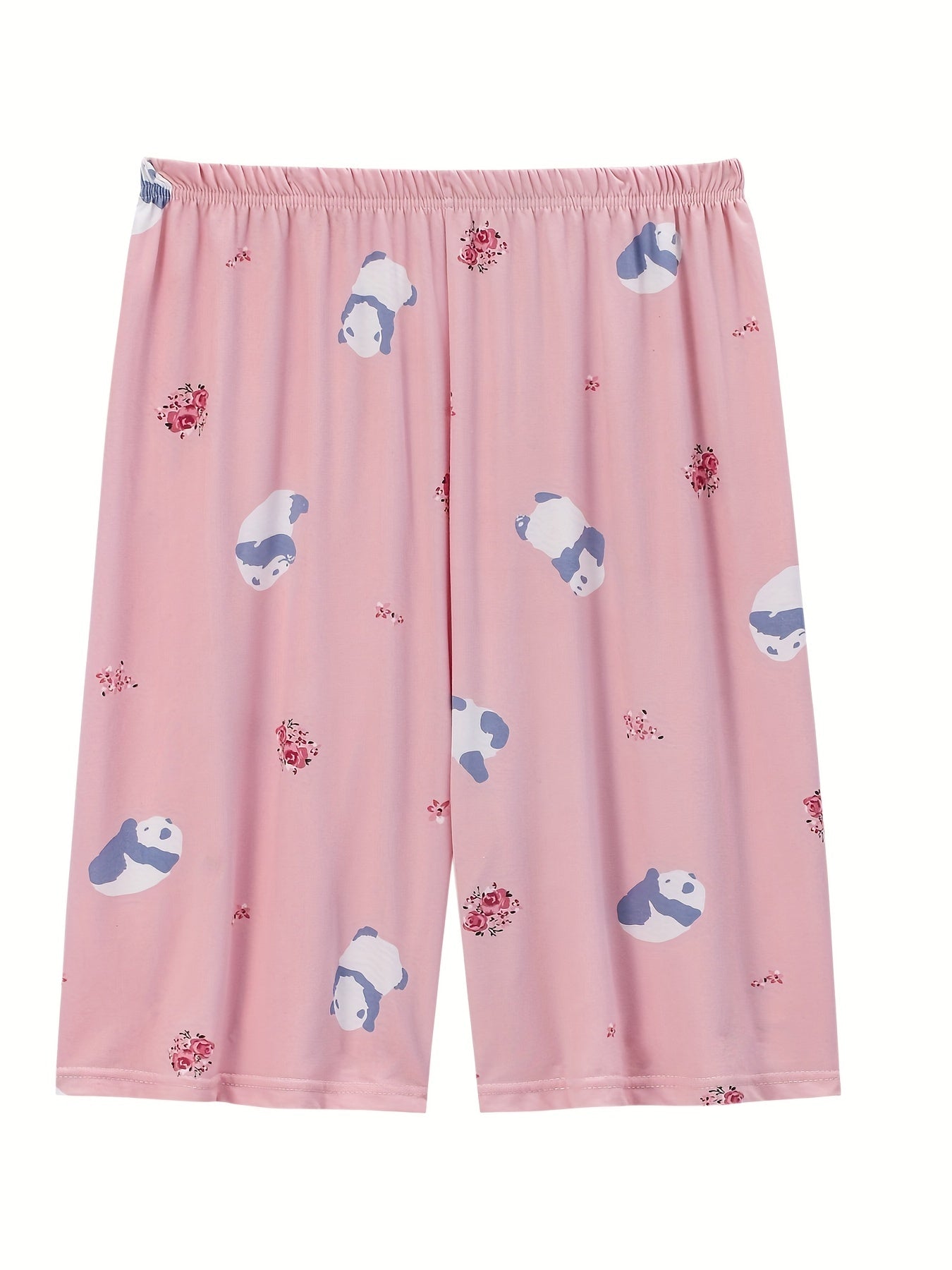Panda & Floral Print Pajama Shorts