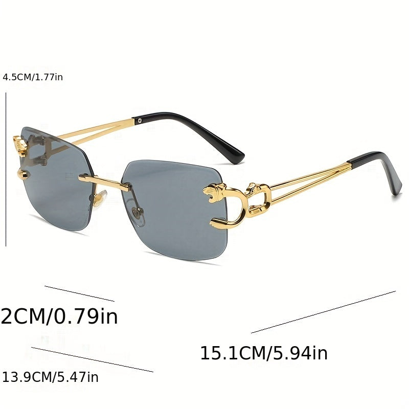 Men's Leopard Rimless UV Resistant Sunglasses for Beach