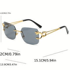 Men's Leopard Rimless UV Resistant Sunglasses for Beach