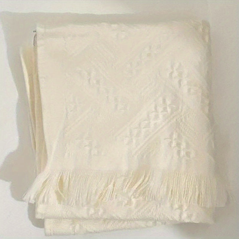 Tassel Jacquard Bath Hand Towel Cotton Soft Absorbent Bathroom Towel