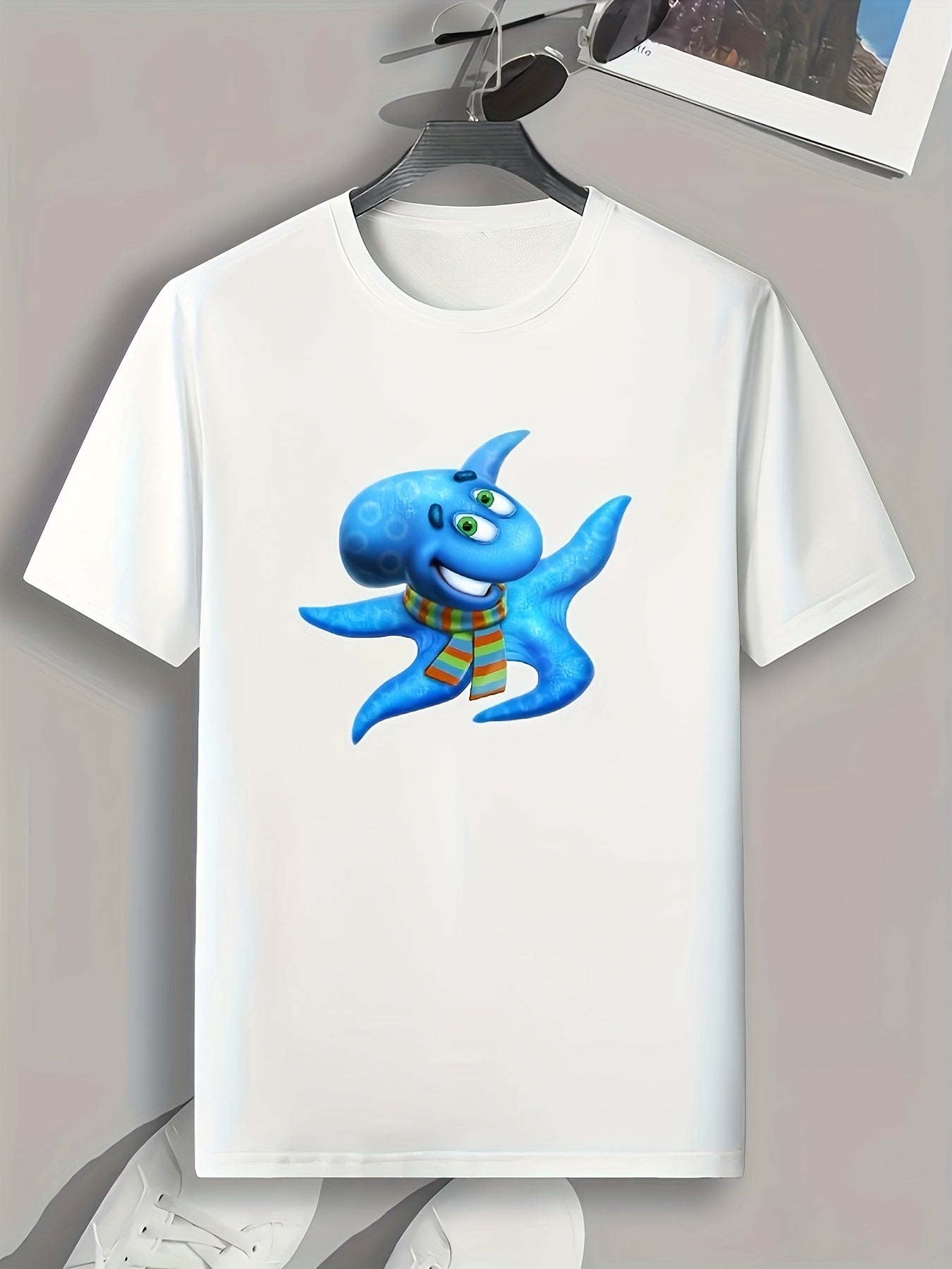 Cartoon Print Men's Graphic T-shirt for Summer
