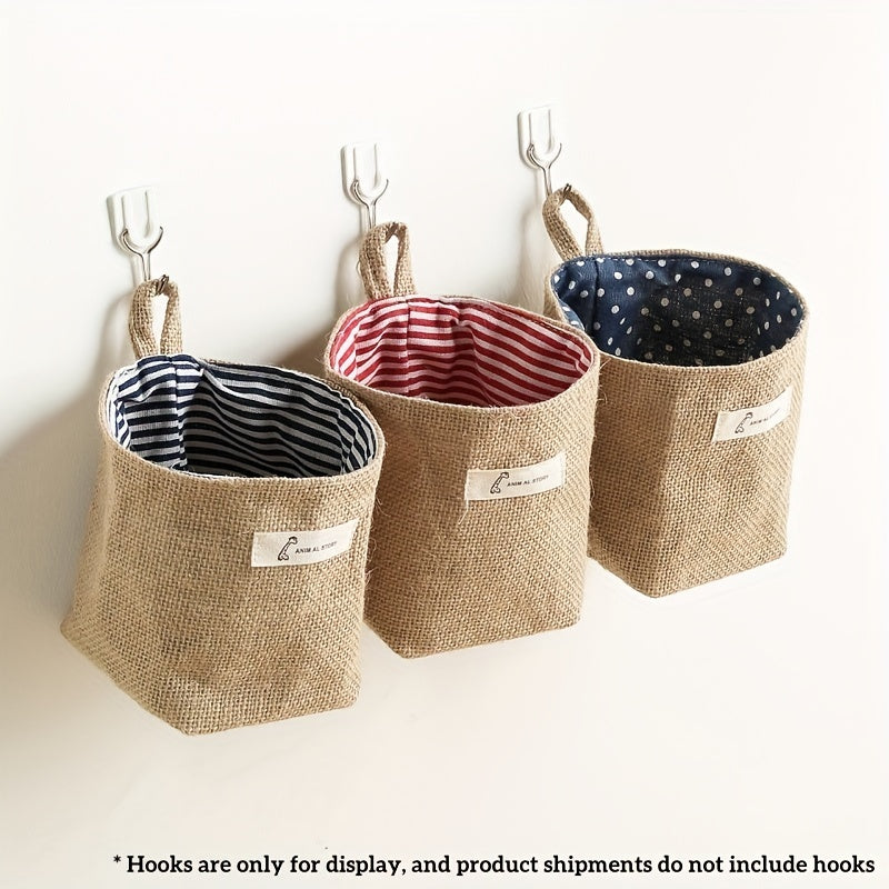 Cotton Linen Flower Pot Small Hemp Bag Hanging Bag Storage Organizer