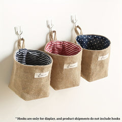 Cotton Linen Flower Pot Small Hemp Bag Hanging Bag Storage Organizer