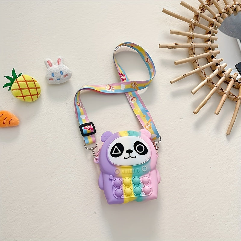 Cartoon Pattern Silicone Bubble Pop Crossbody Bag For Kids