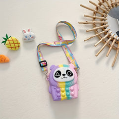 Cartoon Pattern Silicone Bubble Pop Crossbody Bag For Kids