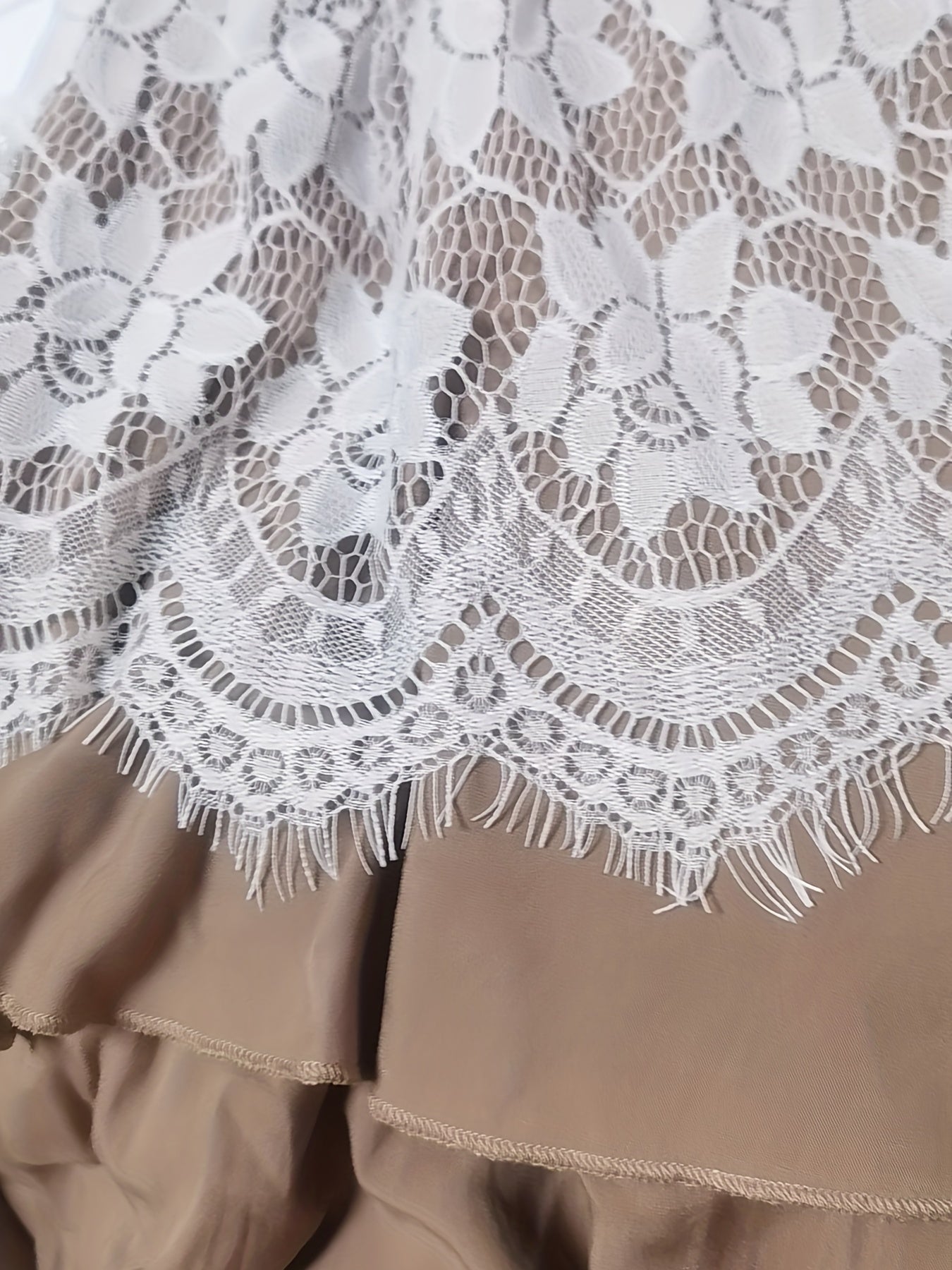 Summer Lace Top & Layered Skirt Set for Women
