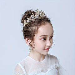 Baroque Crystal Tiara & Crown with Pink Rhinestone Earrings