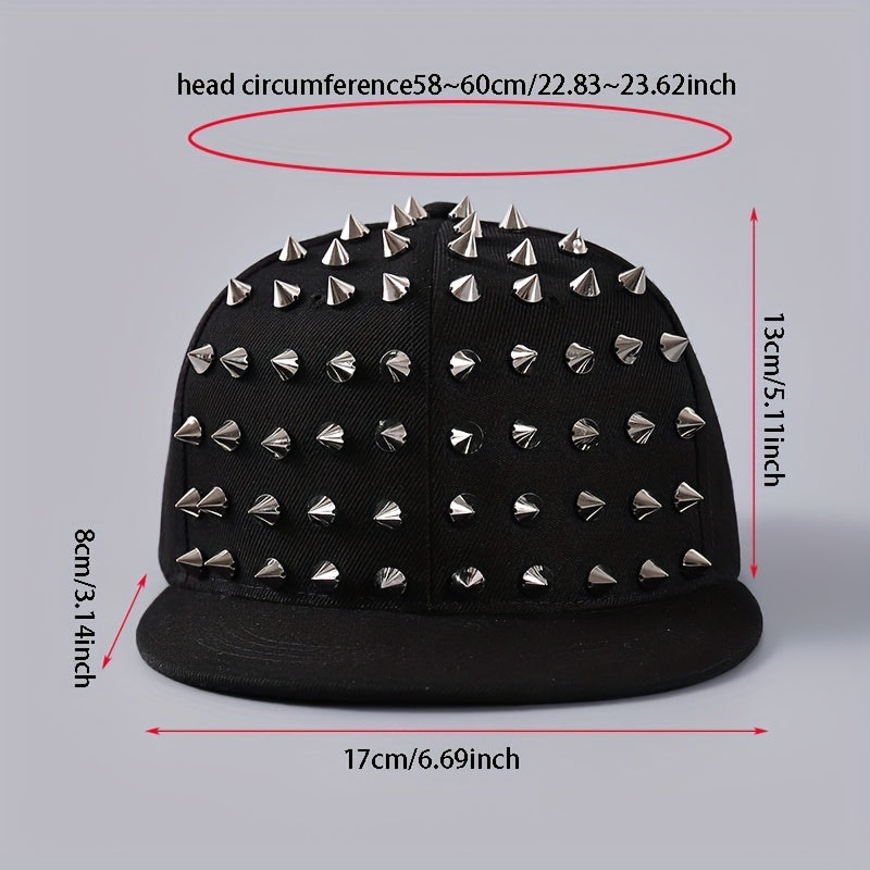 Studded Men's Baseball Cap Hip Hop Flat Brim Big Head Circumference Band