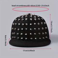 Studded Men's Baseball Cap Hip Hop Flat Brim Big Head Circumference Band
