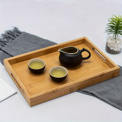 Bamboo Serving Tray With Handles Wooden Fruit Storage Trays