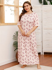 Casual Nightdress Women's Plus Floral Print Maxi Nightgown