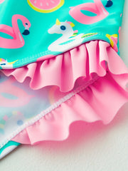 Girl's Flamingo Tankini Swimwear for Beach Vacation