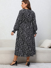 Dalmatian Print Flounce-Sleeve Maxi Dress