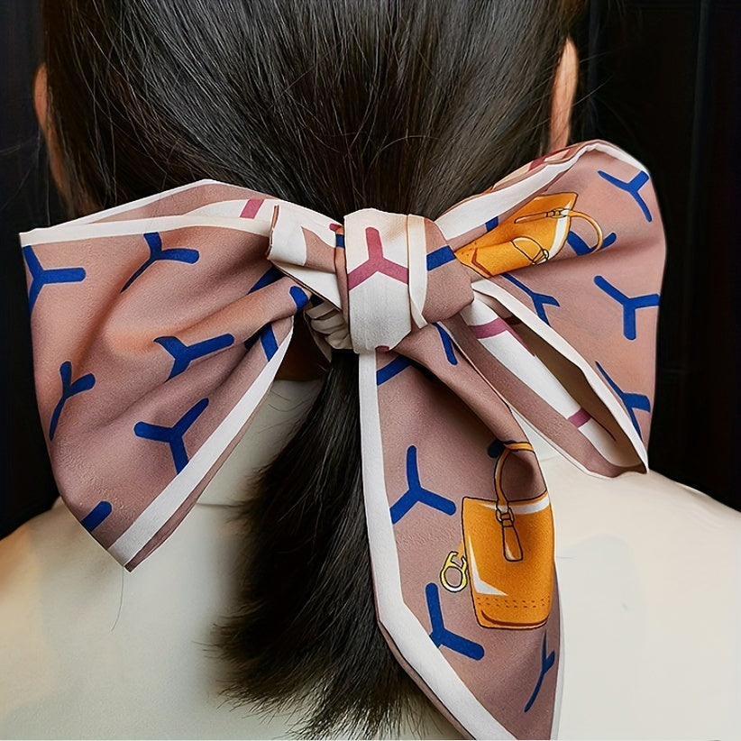 Vintage Floral Print Skinny Scarf Long Ribbon Neckerchief