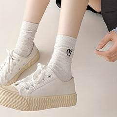 3 Pairs Heart Pattern Crew Socks For Girls Kids