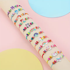 12pcs Girls Adjustable Animal Rainbow Heart Bracelets Kids Accessories