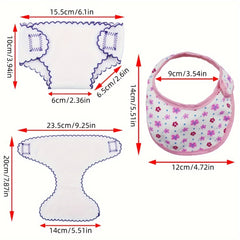 Set of 3 Baby Doll Underwear & Bibs - Fits 14-18 Inch Dolls - Assorted Colors