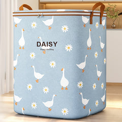 Daisy & Goose Pattern Storage Box Lightweight Zipper Organizer