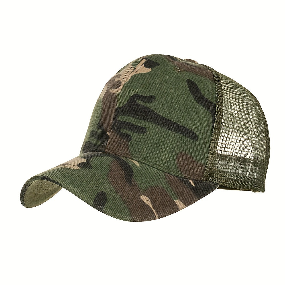 Breathable Camo Trucker Hat for Outdoor Sports and Activities
