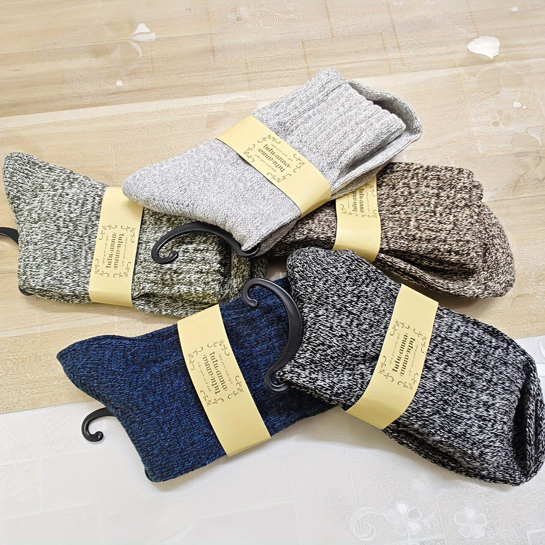 5 Pairs Warm Crew Socks Men Winter Outdoor Hiking Trekking Camping Fishing
