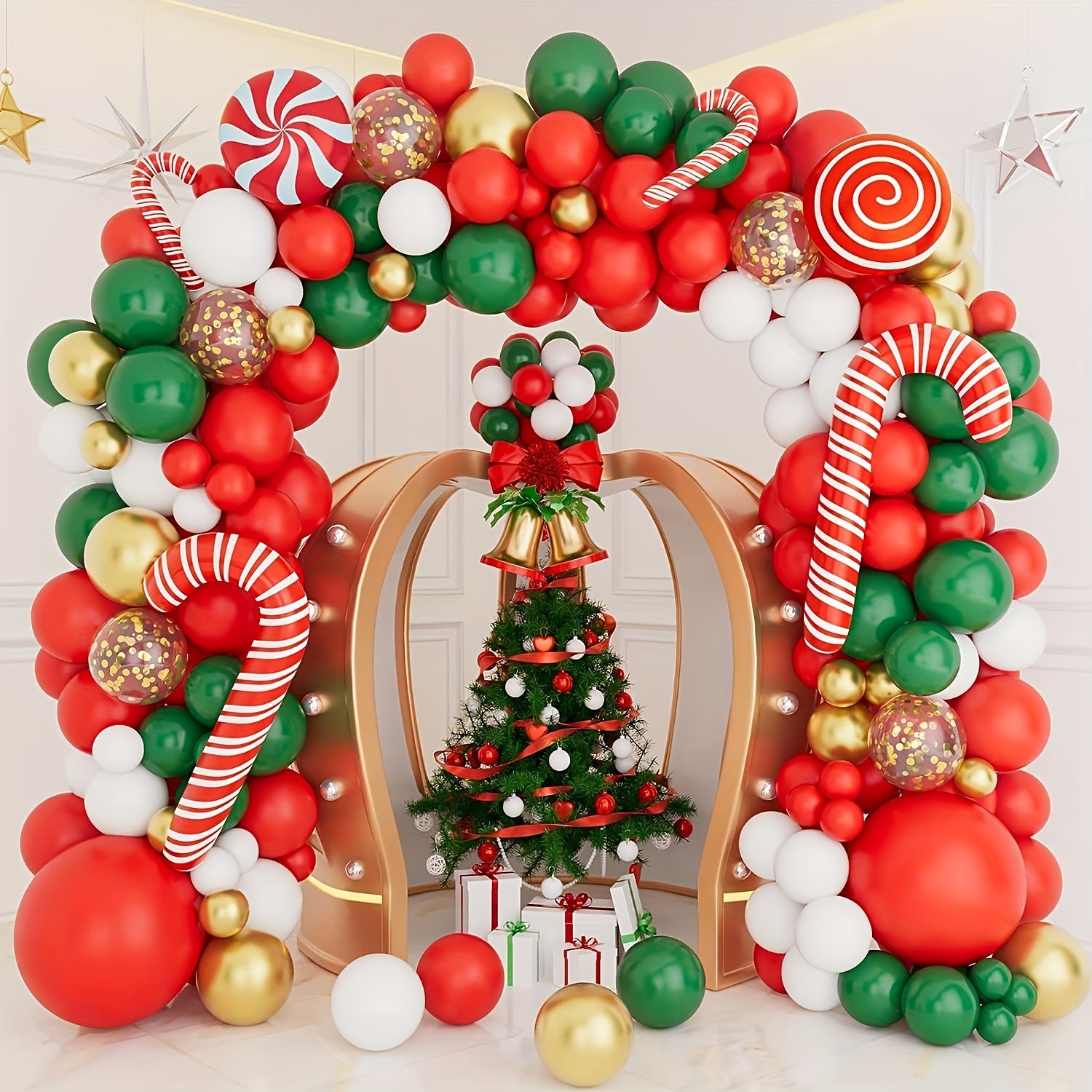 118pcs Christmas Balloon Garland Arch Kit Red Green Golden Balloons